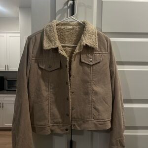 Altar'd State Cream Corduroy Teddy Jacket